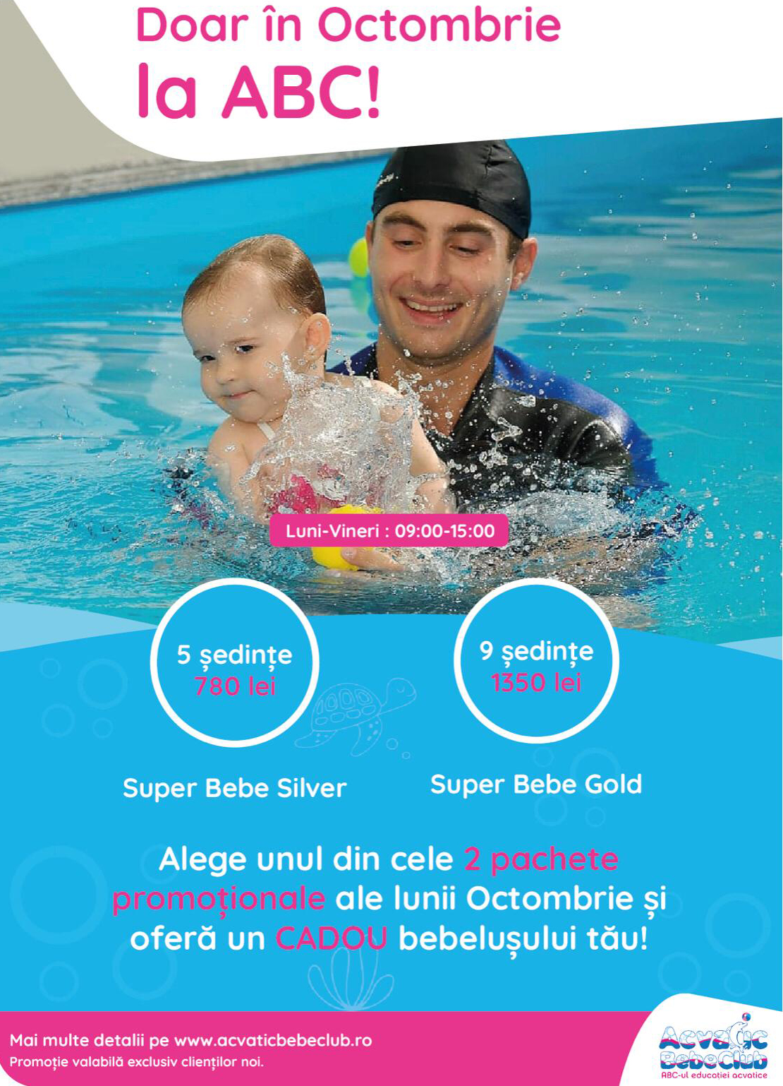 Preturi reduse cursuri inot copii